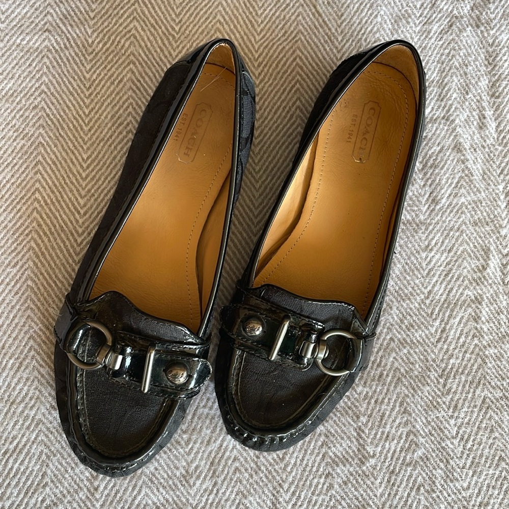 COACH loafers signature fabric / patent leather US 7,5 flats shoes preppy office